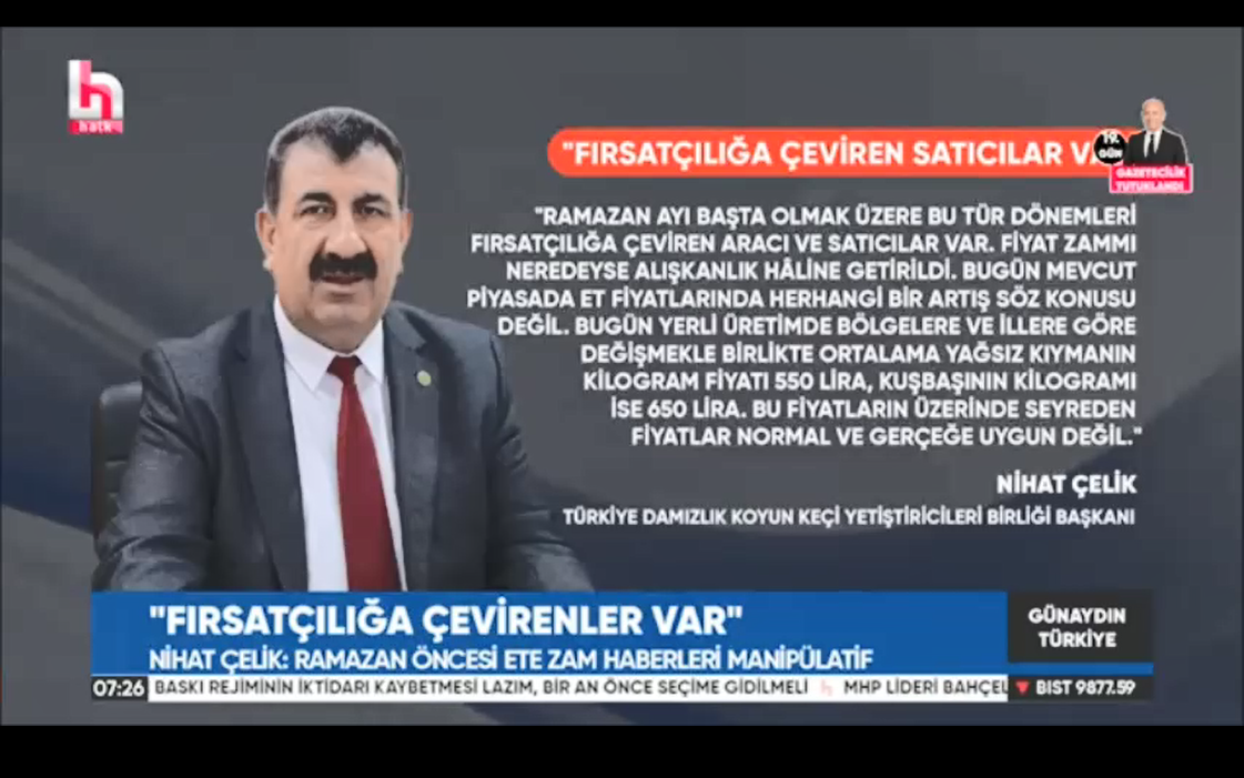 GENEL BAKAN ELK TEN RAMAZAN NCES ET ZAMMI AIKLAMASI